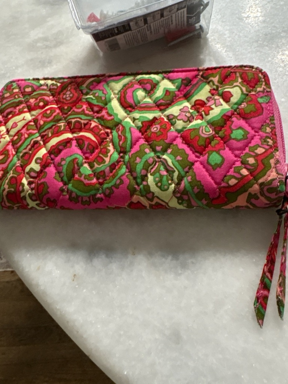 Vera Bradley Quilted Pink Paisley Zip Wallet